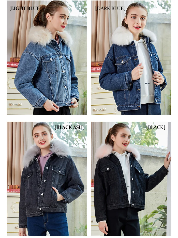 LEIJIJEANS, новинка, большой размер, плюс бархат, джинсовая одежда, модный большой меховой воротник, четыре цвета, классика, плюс бархат, женская джинсовая куртка