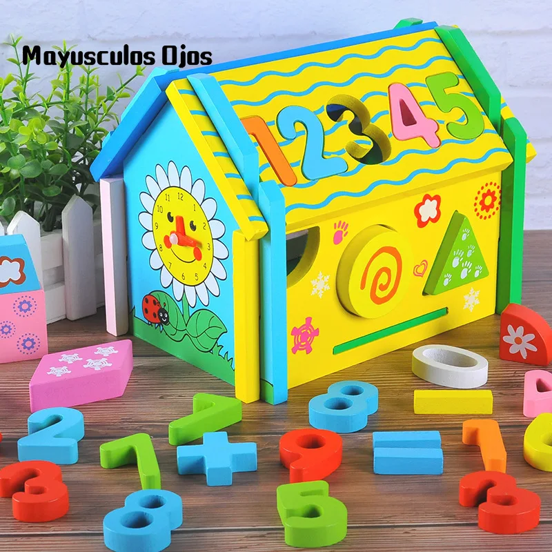 Wooden Digital Shape Disassembly Combination Children's Geometric Cognition Matching Educational Toys
