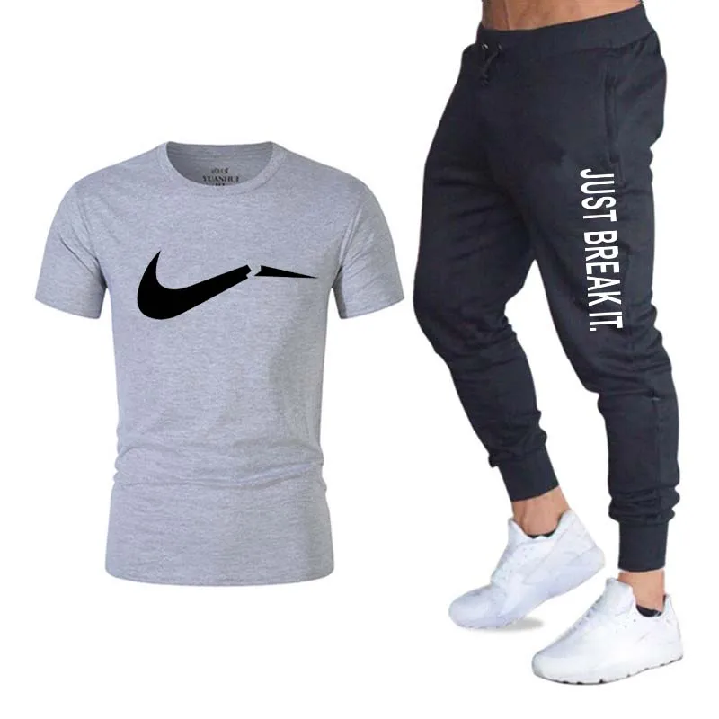 men'sBrand спортивной мужской костюм Бег футболка дамы спортивные костюмы+ летние туфли для бега трусцой фитнес-брюки спортивные