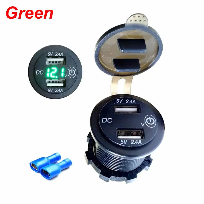 Green Автомобиль 2.4A USB зарядное устройство вольтметр сенсорный переключатель для лодки морской внедорожник Грузовик Мотоцикл - Цвет: Green