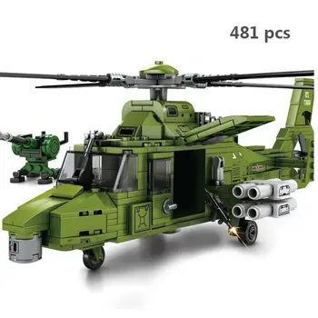 

481pcs Utility Helicopter Building Blocks With 3 Figures Model Bricks WW2 Military Toys For Chlidren