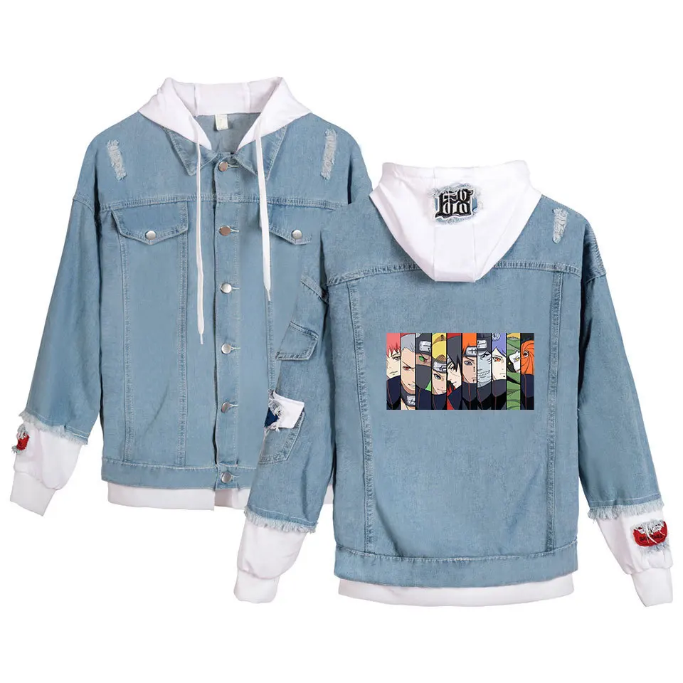 New Denim Single-Breasted Hoodie Jacket 