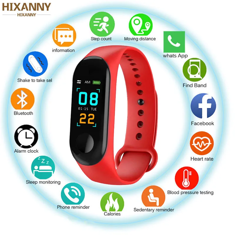 

M3 Smart watch Waterproof Wristband Heart Rate Blood Pressure Monitor Bluetooth Smarwatch For xiaomi 3 band Android IOS Phone