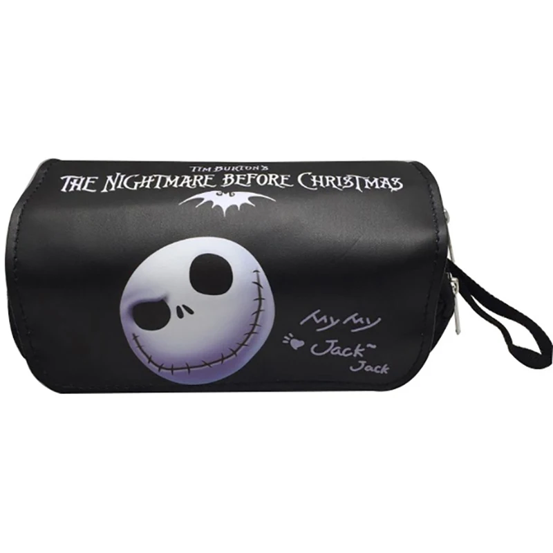 

Creative Gift Pen Pencil Bags Novelty Cartoon Anime Nightmare Before Christmas Double Zipper Purse Lady Makeup Case Cosmetic Bag