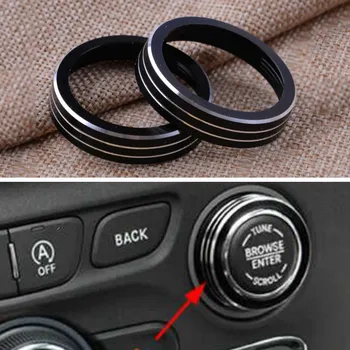 

New Arrival High Quality Pair Black Volume CD Switch Knob Ring Trim Cover For Jeep Grand Cherokee