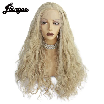

Ebingoo High Temperature Fiber Partial Long Body Wave Blonde Fluffy Layered Synthetic Lace Front Wigs for Women