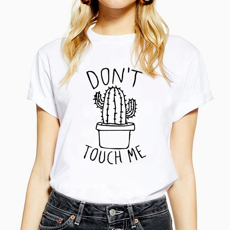 И надписью Don't touch me с буквенным принтом летняя 2020 футболка для женщин топы