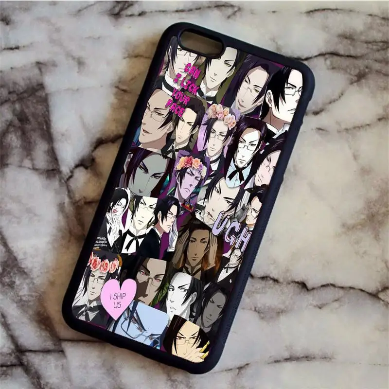 Чехол для телефона KETAOTAO Black Butler Kuroshitsuji Sebastian аниме s для iPhone 4S 5C 5S 6 6S 7 8 Plus X чехол из мягкого ТПУ резины силикона - Цвет: Темно-серый