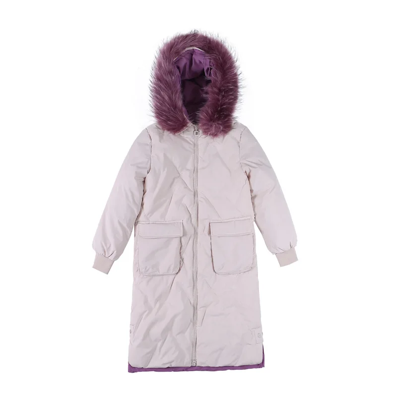 beige fake fur FORERUN Plus Size 5XL Winter Jacket Women Real Fur Hooded X-Long Coat Oversized Casual Parkas Thicken Warm Veste Longue Femme - Цвет: beige fake fur
