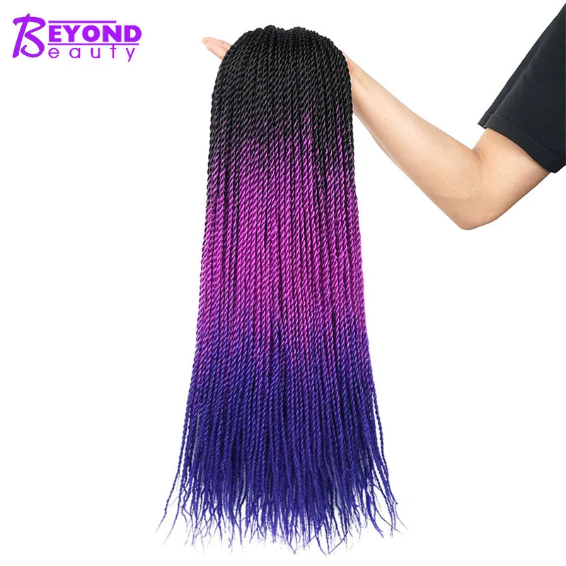 Фиолетовые синие цвета омбре сенегальские твист волосы 24 дюйма вязание крючком