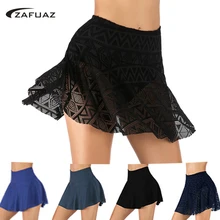 Короткая юбка, сексуальное кружевное бикини, Одноцветный купальник с высокой талией, женское нижнее белье, платье, купальник, женская пляжная одежда