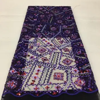 

African Mesh Lace Fabric Embroidered Nigerian Sequins Lace Fabric 2020 High Quality Lace French Tulle Fabric For Women Wedding
