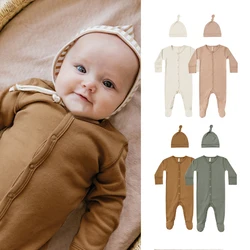 Kids Baby Wrap Feet Jumpsuits for Autumn Long Sleeve Soft Cotton Playsuits for Boys Girls