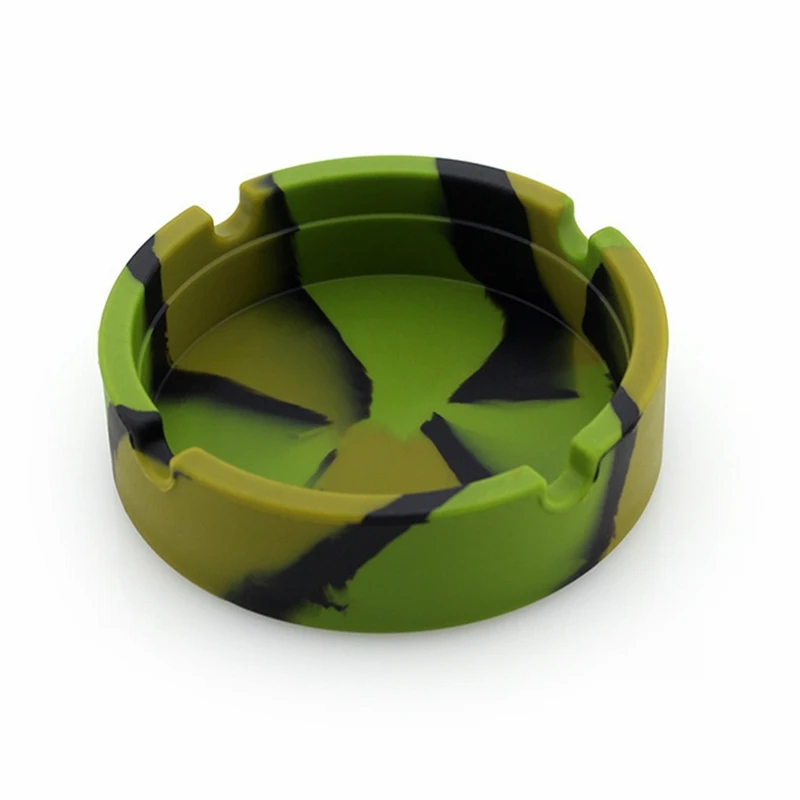 Army Green Black Анти-обжигающий держатель для сигарет Многоцветный портативный силиконовый мягкий экологически чистый круглый пепельница лоток держатель - Цвет: Army Green Black