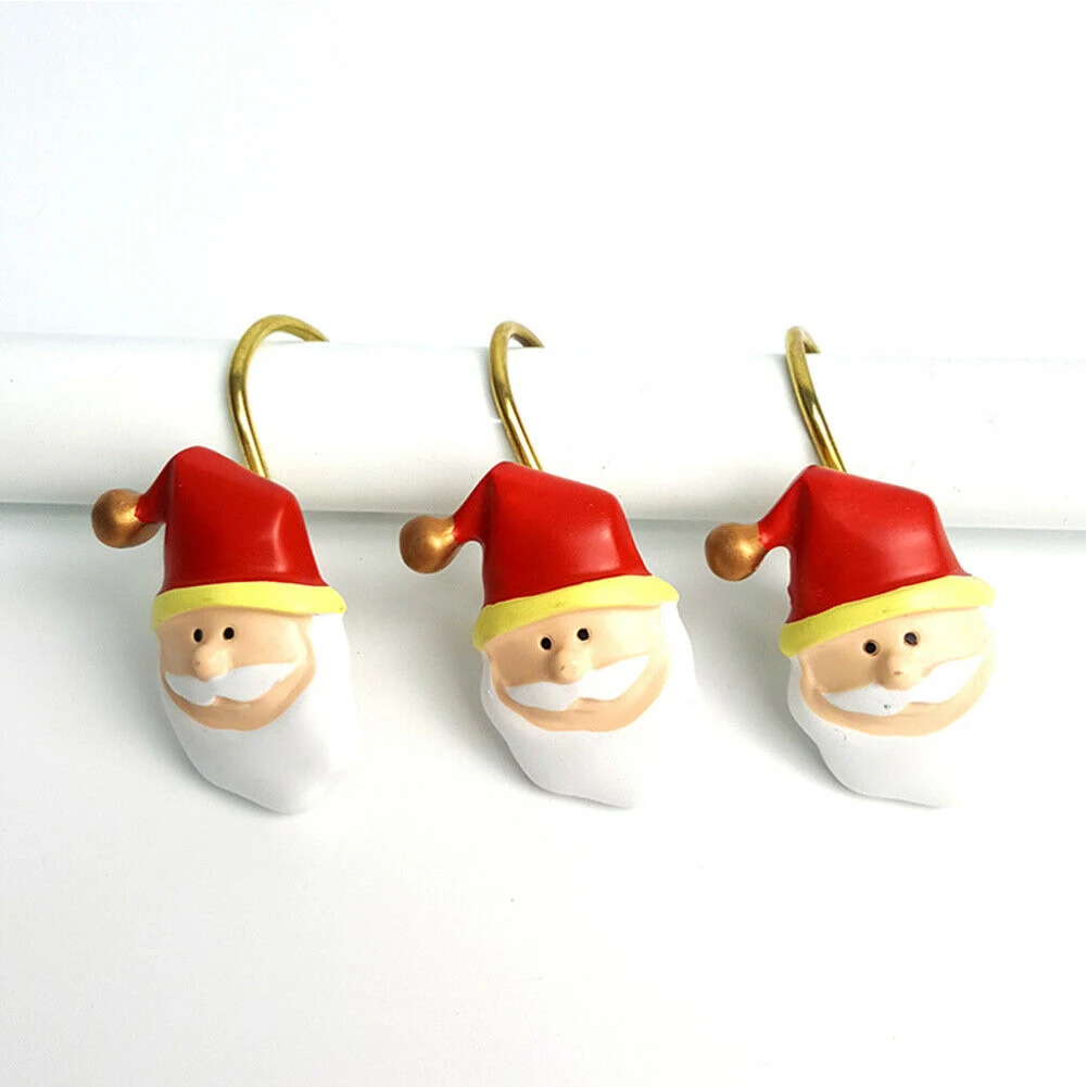 12pcs/set Kitchen Resin Curtain Hook Craft Durable Easy Install Holiday Decor Rings Hotel DIY Party Bathroom Christmas