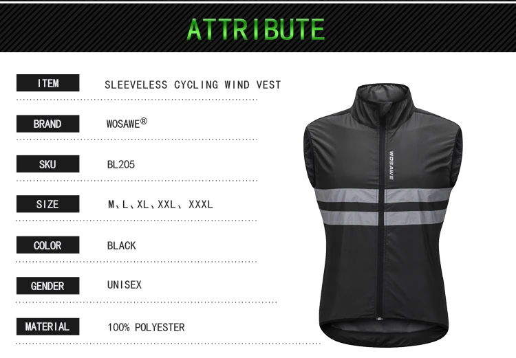 WOSAWE Cycling Jacket High Visibility Reflective Jersey Road MTB Bike Bicycle Windproof Quick Dry Rain Coat Windbreaker