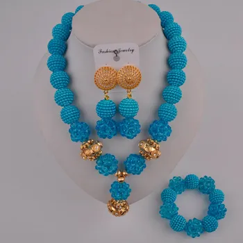 

turquoise blue african jewelry set FZZ104