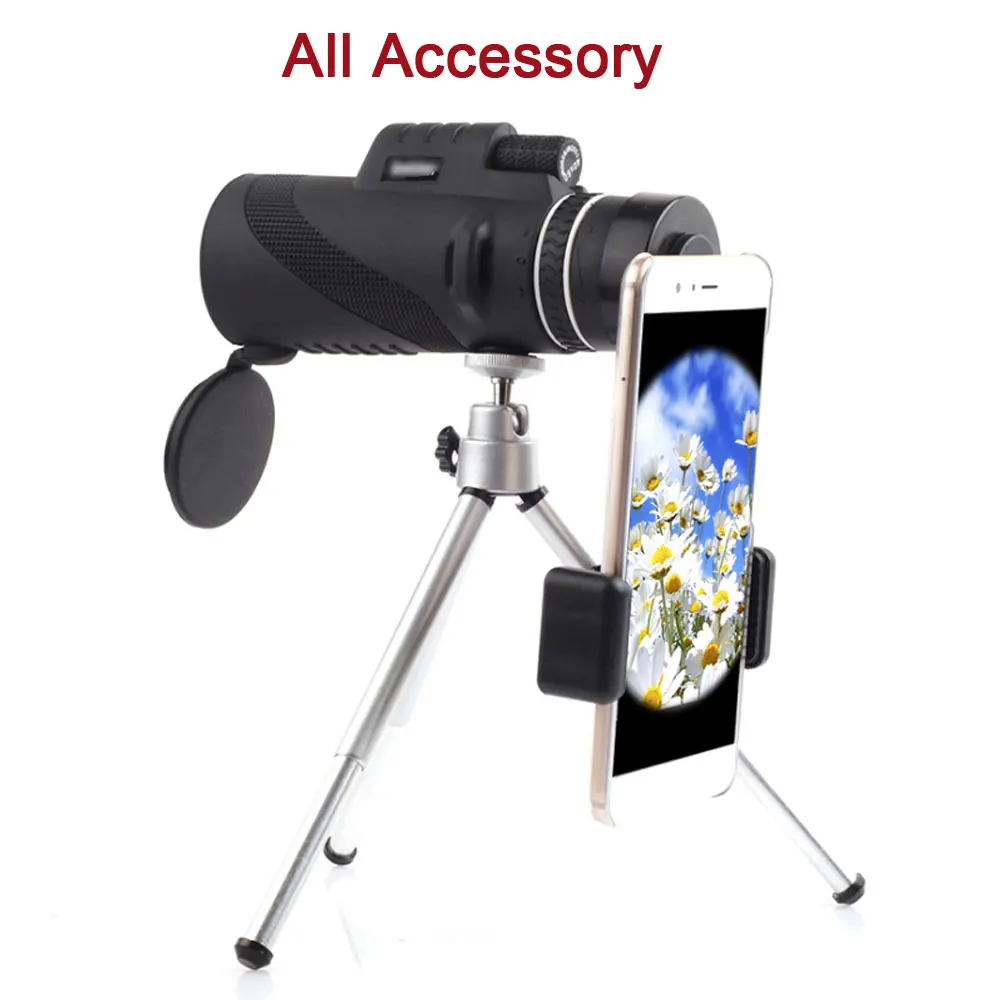 All Accessory Профессиональный 40X60 HD монокуляр мощный ночного видения зум телескоп для мобильного Военная оптика Spyglass походный охотничий прицел - Цвет: All Accessory