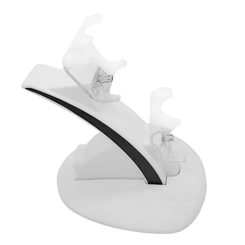 Светодиодный Micro USB двойной док-станция зарядное устройство Подставка Белый для Playstation 4 для PS 4 тонкий контроллер с usb-кабелем