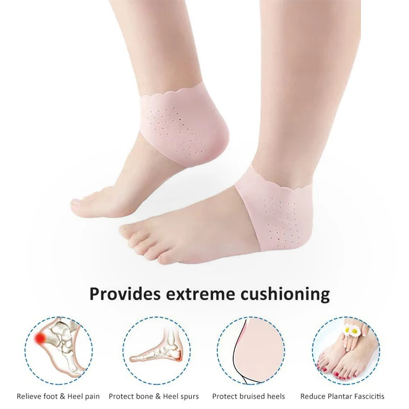 2Pcs Moisturizing Gel Heel Thin Socks Silicone Feet Care Socks with Hole Cracked Foot Skin Care Protectors Foot Care Tool