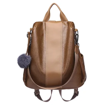 

2019 Women Leather Anti-theft Backpacks High Quality Vintage Female Shoulder Bag Sac A Dos School Bags for Girls Bagpack Ladies