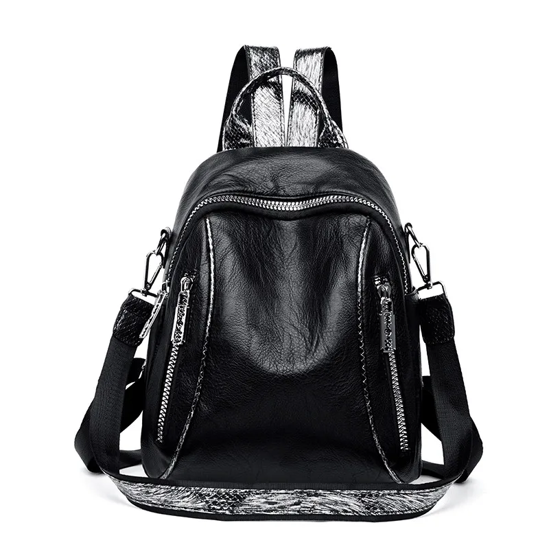 Женские Кожаные Рюкзаки Mochilas, женский рюкзак, винтажный рюкзак, школьные сумки для девочек, повседневные дорожные женские рюкзаки, Sac a Dos - Цвет: Black