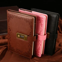 Carnet de notes Vintage en cuir PU avec serrure A5, carnet de notes verrouillable, carnet de voyage, planificateur hebdomadaire, papeterie scolaire, cadeau 