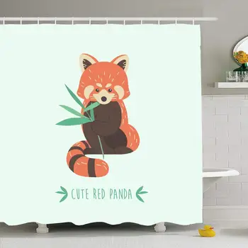 

Shower Curtain Set with Hooks 60x72 Mammal Cute Paw Red Panda Pretty Brown Species Animals Fur Drawing Zoo Wildlife Nature