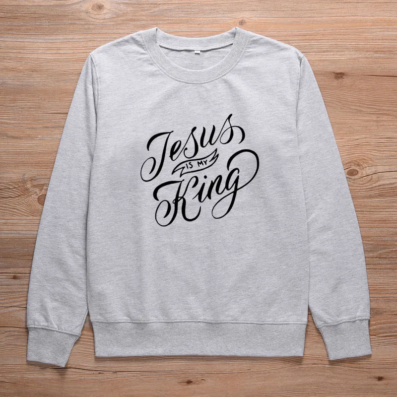 ONSEME Jesus Is my King Женская толстовка с круглым вырезом и длинным рукавом, Пастельная одежда размера плюс, женская одежда S-129