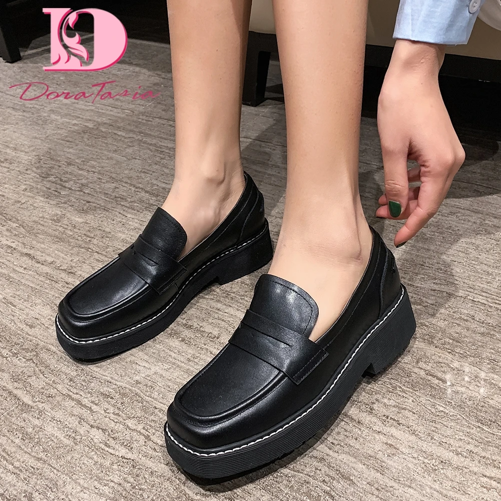 

Doratasia 2020 New Design Genuine Cow Leather Spring/Autumn Comfortable Shoes Woman Flats Female Slip On Concise Flats Women