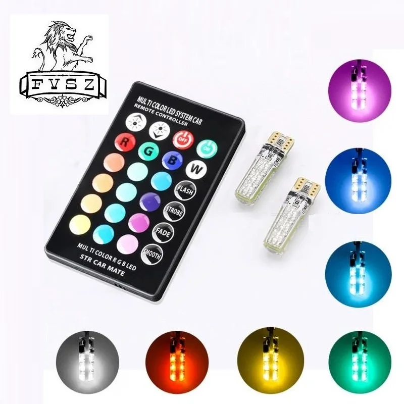 2 шт. RGB T10 W5W светодиодный 194 168 автомобильная лампа 5050 SMD araba Dome okuma lambasi otomobiller kama lamba