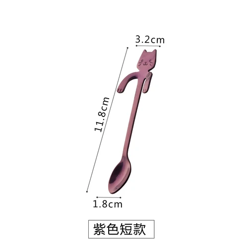 Прямая мультфильм животных Кофе Молоко креативная ложка-мешалка милый кот дома чайный магазин из нержавеющей стали, дессертная ложка для торта - Цвет: as the picture shows