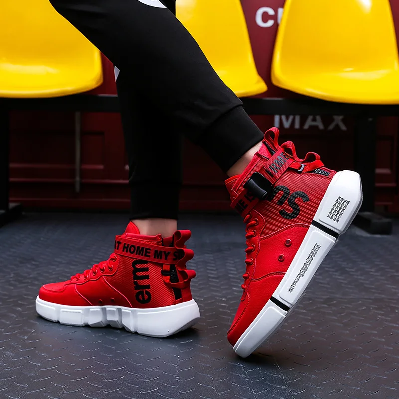 Hight-Top Sneakers Men's Fashion Hip Hop Sport Casual Shoes Leather Men Outdoor Running Shoes Platform Men Sneakers Breathable