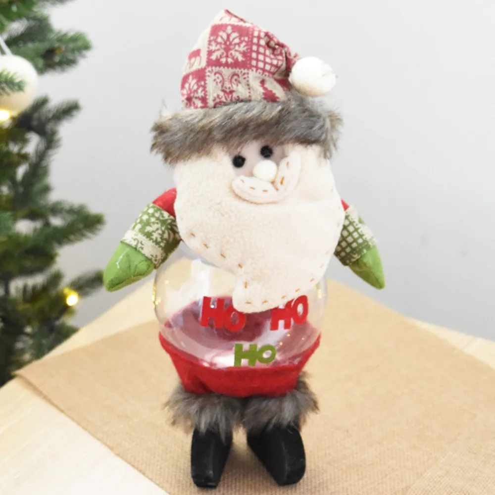 Christmas Series Candy Jar Santa Claus Snowman Elk Wool Felt Dolls for Christmas Decoration Ornament Party Candy Gift Box