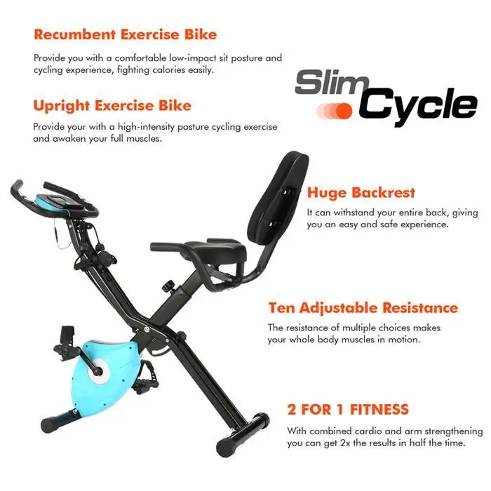 New 10 Levels Magnetic Resistance Upright Exercise Bike Training Apparatus Exercise Bicycle Cycling Equipment With Backrest Pad