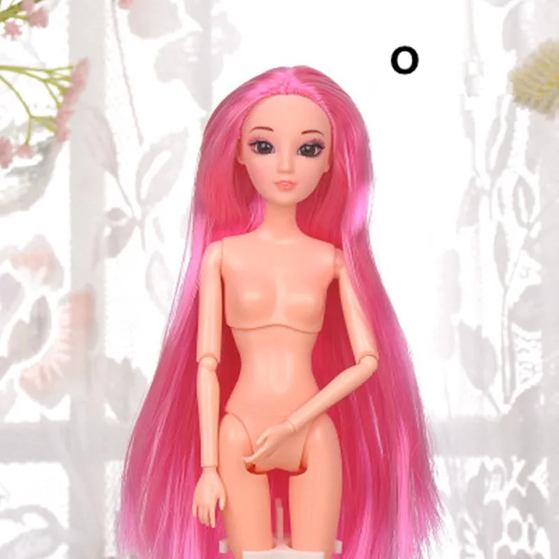 32 см 1/6 BJD кукла 12 подвижные шарнирные 3D глаза прямые и изогнутые мульти-окрашенными волосами, куклы, игрушки для девочек и голая кукла средства ухода за кожей - Цвет: O