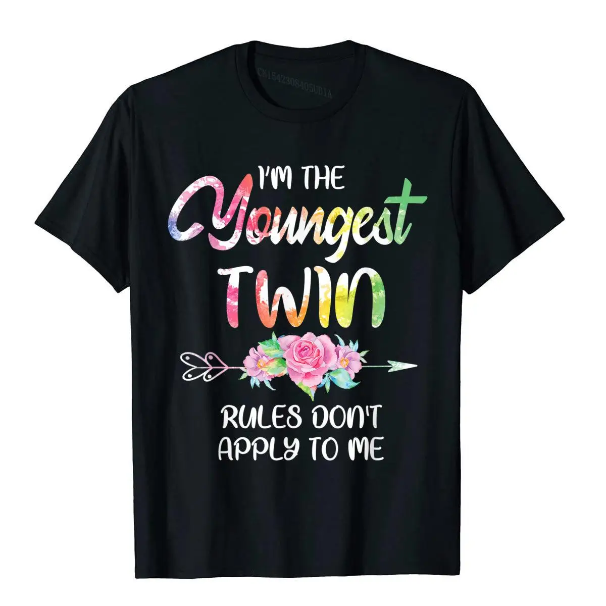 Youngest Twin Shirt Sibling Birthday Funny Twins Matching T-Shirt__B12268black