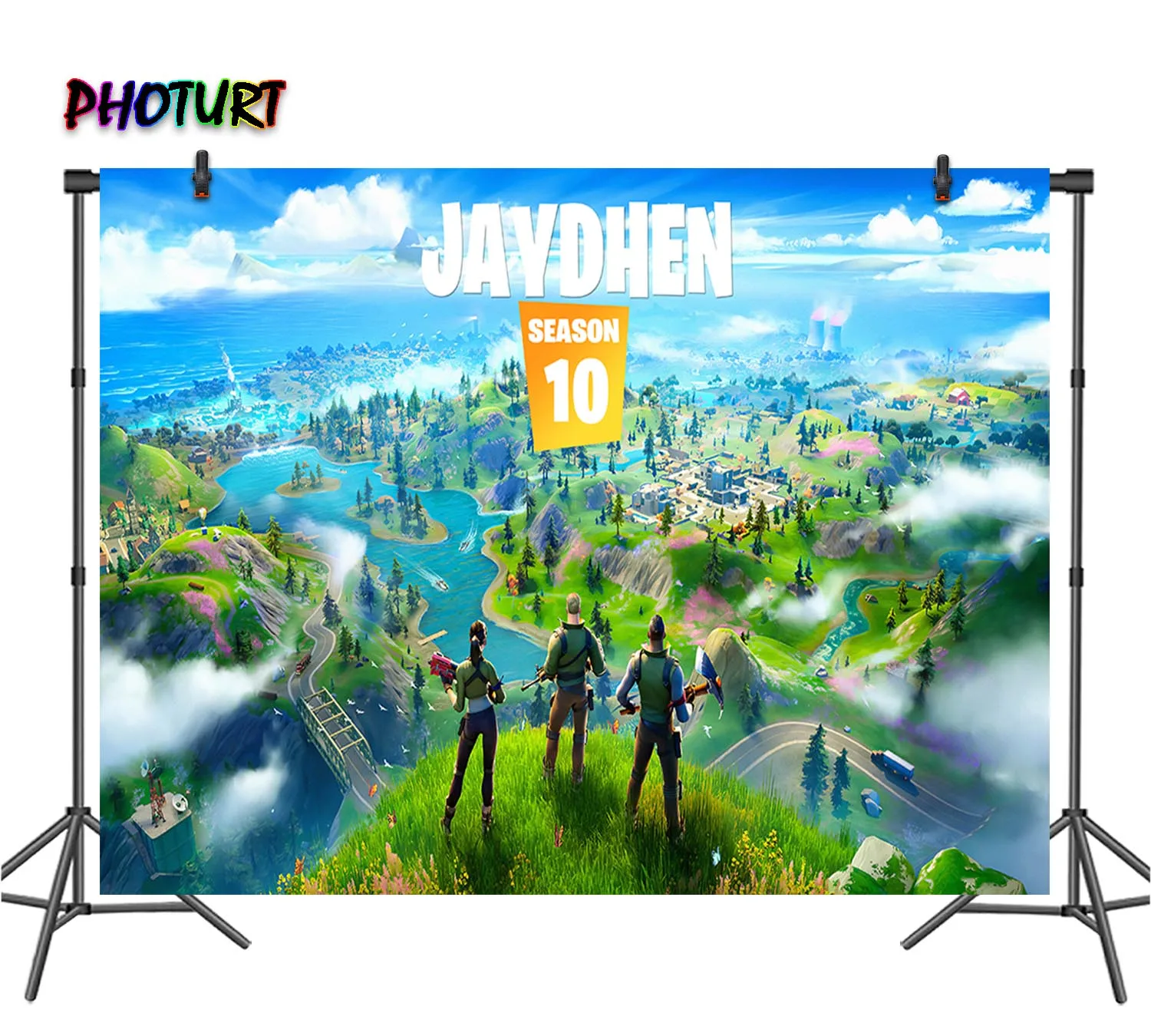 

PHOTURT Gunfight Game Photography Backdrop Kids Birthday Party Background Computer Forest Vinyl Photo Decoration Props