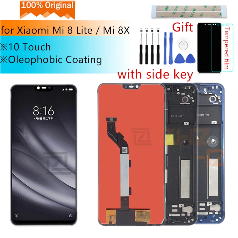 Дешево Оригинальный дисплей для Xiaomi Mi 8 Lite, сенсорный экран, ЖК дисплей, дигитайзер, сборка 10, сенсорный экран с рамкой, запасные части для ремонта