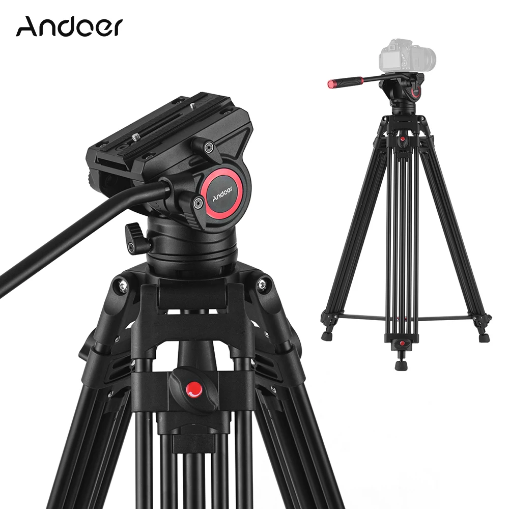 Andoer алюминиевый видео штатив с жидкой гидравлической головкой для Canon Nikon sony DSLR камер Видеокамеры