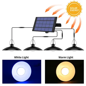 

Christmas Four Head Solar Pendant Light Outdoor Indoor Solar Lamp With Line Warm White/White Lighting For Camping Garden Yard