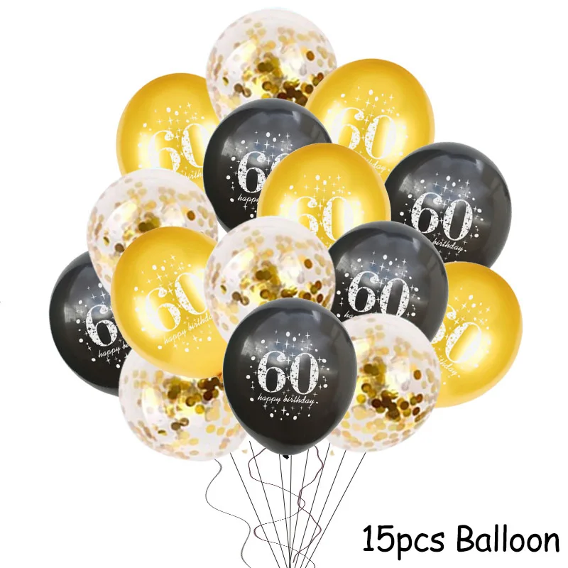 30th 40th 50th 60th день рождения одноразовые партии посуда чашки тарелки на день рождения принадлежности для вечеринки с днем рождения Декор для взрослых - Цвет: 15pcs Balloons