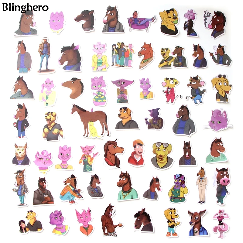 10 компл./лот Blinghero Боджака 58 шт./компл. забавные мультяшные наклейки альбом наклейки Скрапбукинг наклейки Luugage наклейки BH0107
