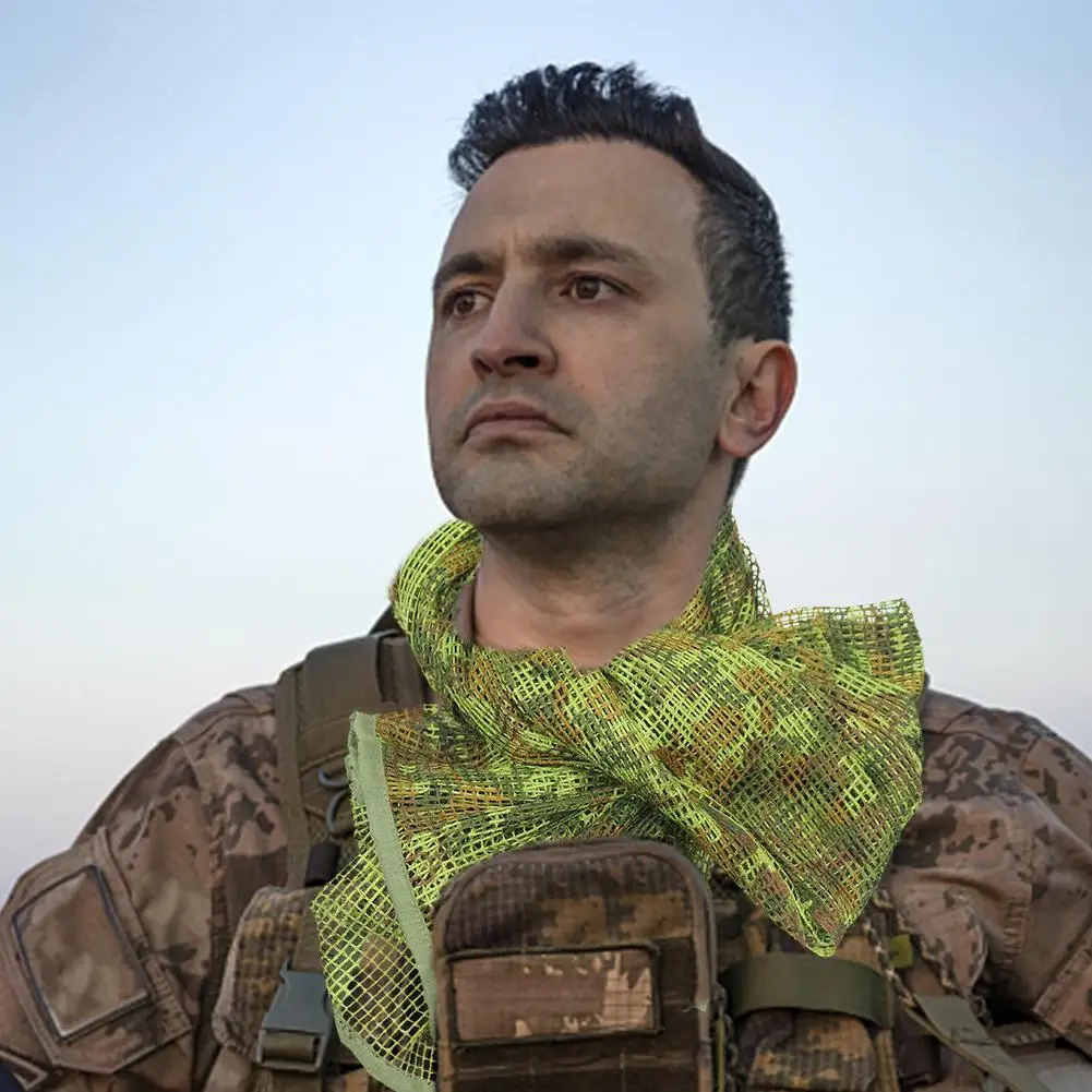 Military Camouflage Net Scarf Tactical Mesh Scarf Breathbale Sniper Face Veils Scarves For Camo Airsoft Hunting Neckerchief
