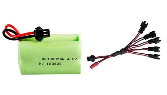 SM Plug) Ni-MH 4,8 v 1800mah батарея+ USB зарядное устройство для радиоуправляемых игрушек машинки танки роботы лодки пушки 4* AA 4,8 v перезаряжаемый аккумулятор - Цвет: Red