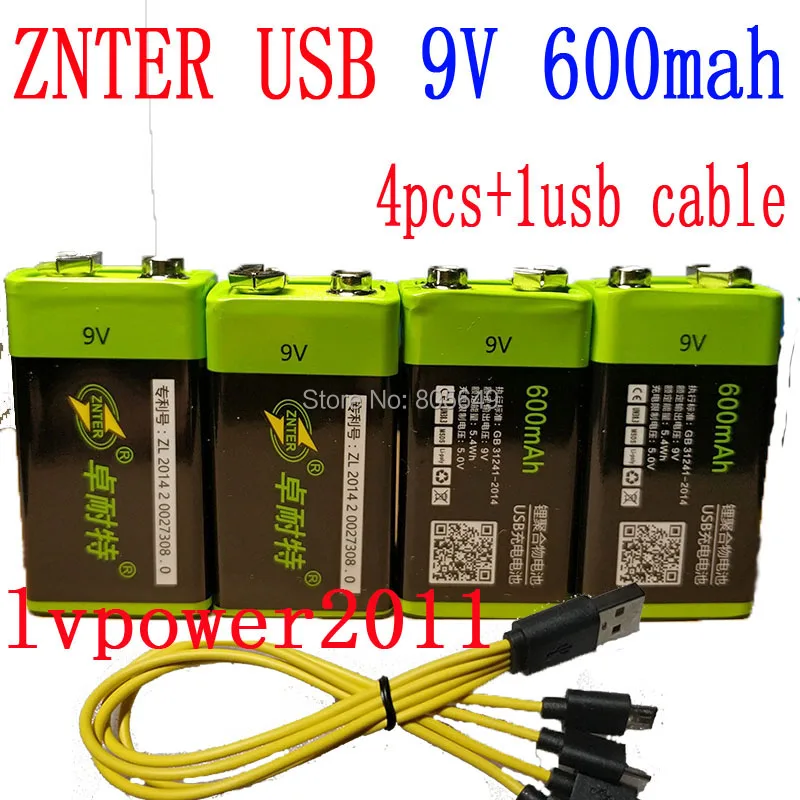 4X ZNTER S19 9 в 600 мАч не 400 USB перезаряжаемая литий ионная батарея В Lipo для микрофона