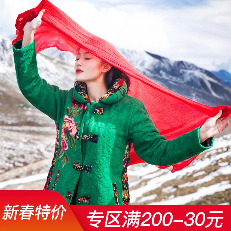 

Origional 2019 New Style Ethnic-Style WOMEN'S Dress Winter Cotton-padded Clothes Mid-length Cotton Coat Chinese Style Embroidery