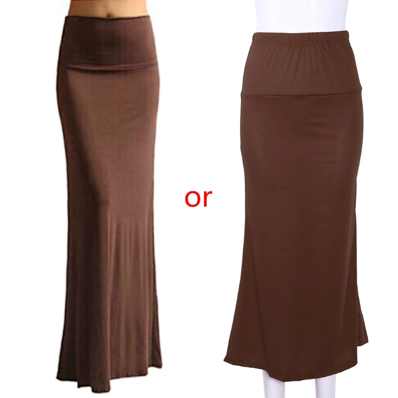 

Ladies Women High Waist Flare Fishtail Maxi Long Skirt Solid Color Pleated Package Hip Evening Beach Party A-Line Pencil BX0A