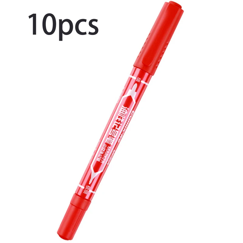 10pcs-red 10 шт., двойные маркеры для рисования, сделай сам, водонепроницаемые, перманентные, шариковые, 1,5 мм, студенческие принадлежности, ручка для рукоделия, художественная краска - Цвет: 10pcs-red