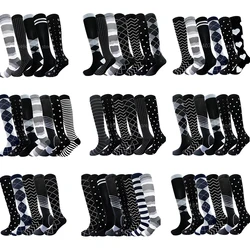 3/5/6/7/8 Pairs Lot Pack Women Men Compression Socks Stockings Elastic Sports Beautiful Leg Running Black White Classical Socks